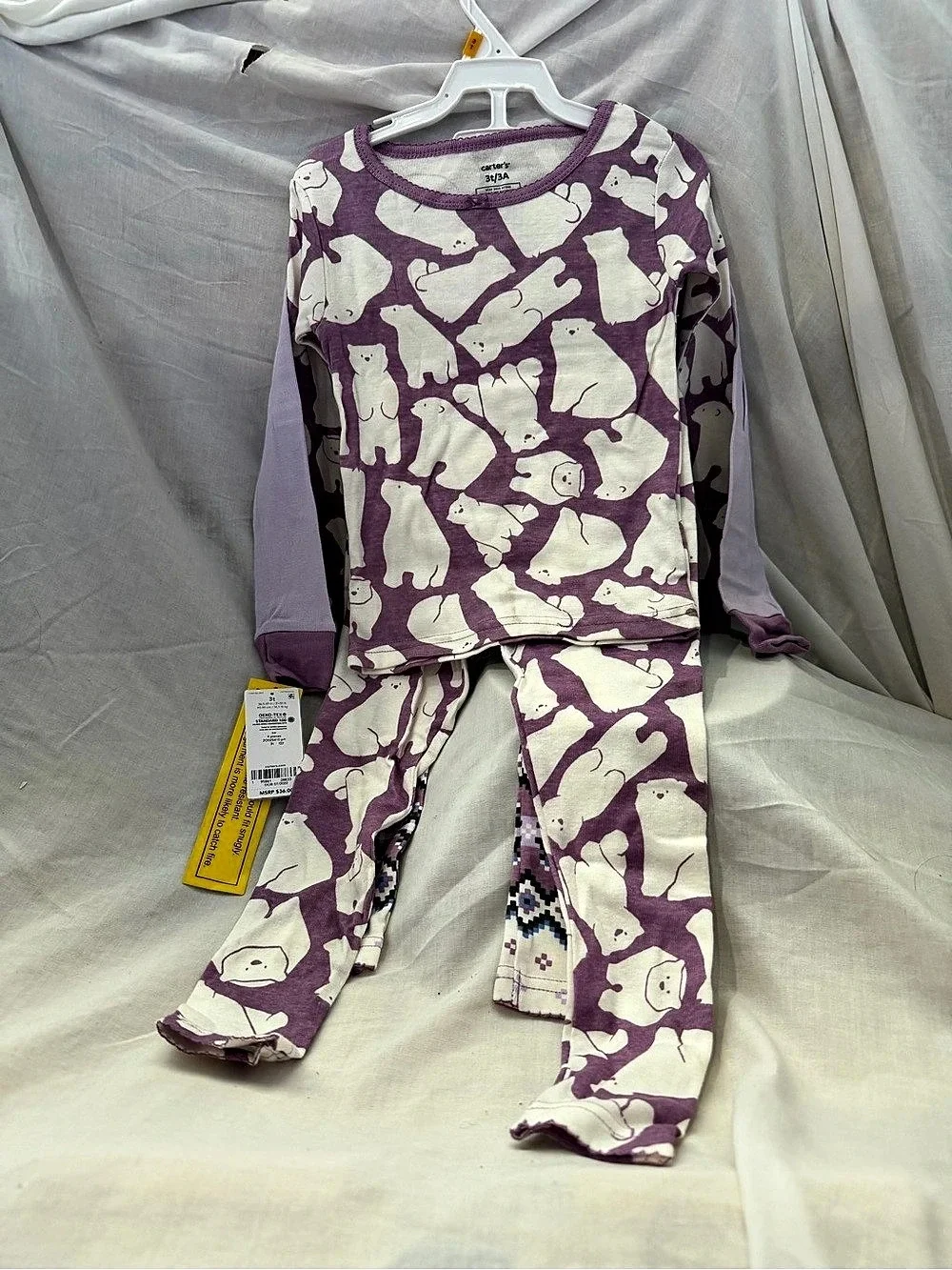 Carter's Animal Print Pajama Set Purple & White Baby 3T NWT